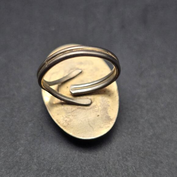 Beau Sterling Floral Oval Ring Gold Wash Size 5 Vintage - Picture 3 of 8